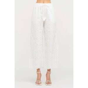 NEW SOFIE THE LABEL mandy biarritz embroidered pants in white